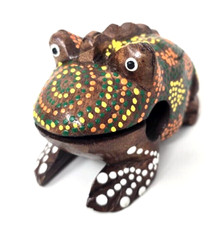 Hand Painted Frog - Guiro Rasp - Percussion Instrument Tone Block Psychadelic