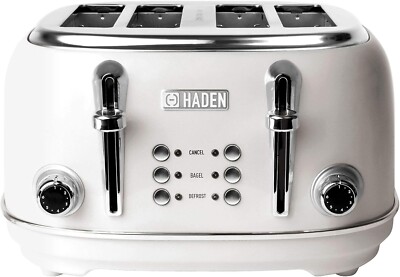 Haden Heritage 4-Slice Wide-Slot Edelstahl Toaster, Elfenbein