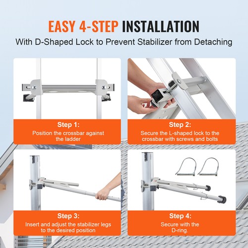 Ladder Stabilizer Adjustable Feet Extension Standoff Heavy Duty Accessory - Picture 5 of 12