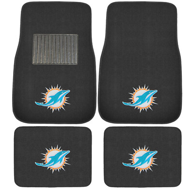 #ad #ad New 4pcs NFL Miami Dolphins Car Truck Front Rear Carpet Floor Mats Set $40.48
