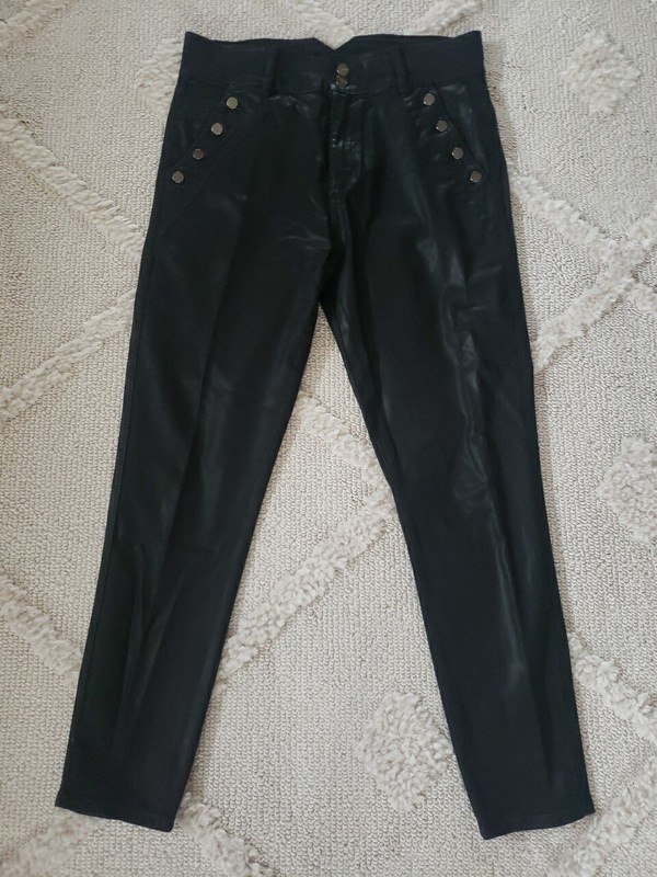Joe's Jeans Size 31 Black Stretch The Georgia High Rise Button Skinny Pants