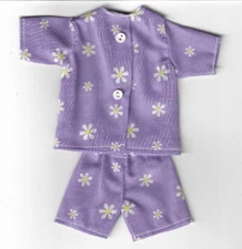 Doll Clothes-Lavender Print Short Pajamas fits 11 1/2 like Barbie -Homemade BAR1