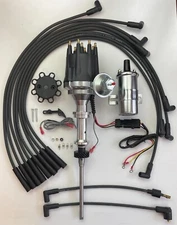 STUDEBAKER 232 259 289 304 Small Cap HEI Distributor + Black Wires + CHROME Coil
