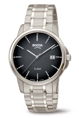 Boccia Titanio 3630-03 Orologio da Uomo Nero Quadrante,Arabo Leuchtziff