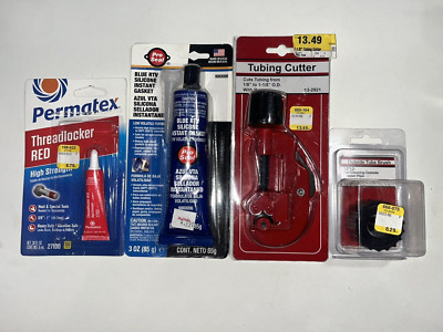 LASCO Tubing Cutter & Brush + Silicon Gasket & Thread Locker Mixed Tool Set of 4