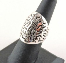 Sterling Silver Filigree Dome Wide Band Ring - Free Gift Packaging