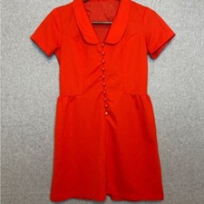 Vintage Vibrant Red Button-Up Dress Women's Approx Size 6