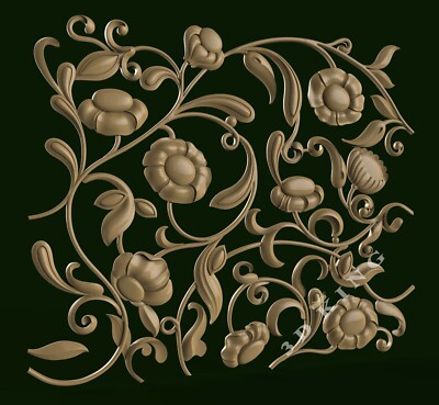 3D STL Model FLOWERS PATTERN 3 for CNC Router Engraver Aspire Artcam 3D Printer