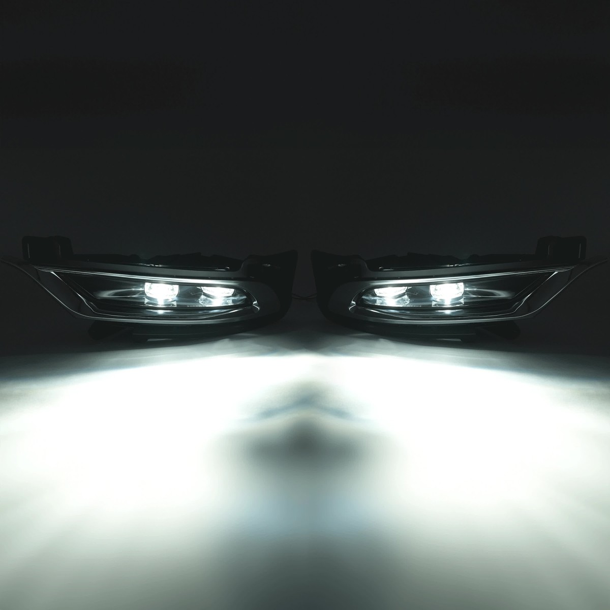 LED Fog Light Assembly Pair For Chrysler 300 2015-2021 - Direct Replacement, Black Housing, Clear Lens (Driver & Passenger)