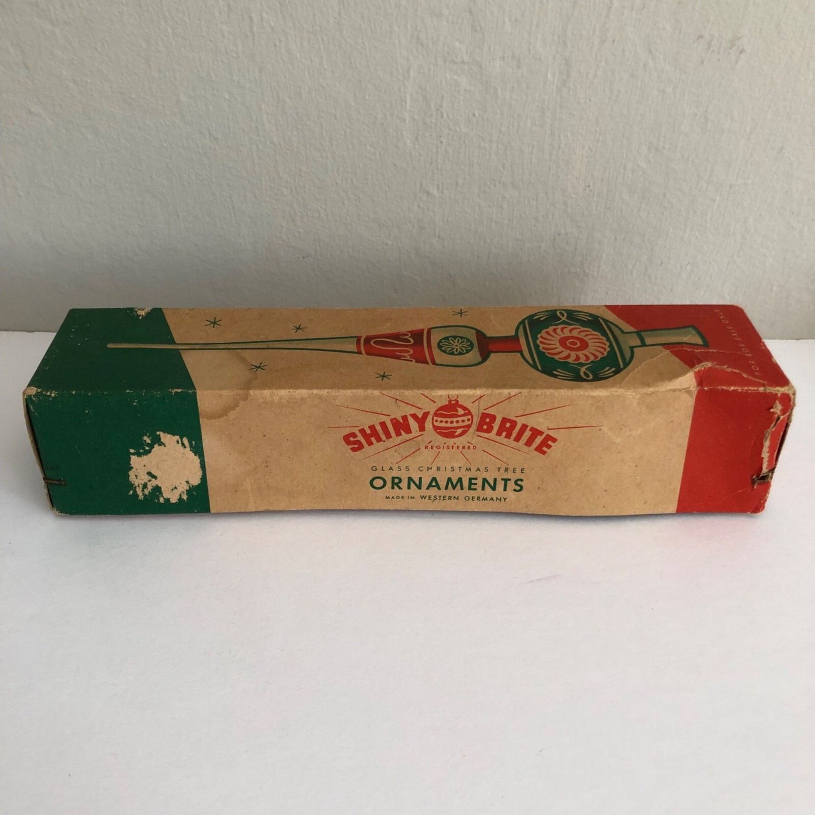 Vintage Shiny Brite Tree Topper West Germany Christmas Silver Blue Box