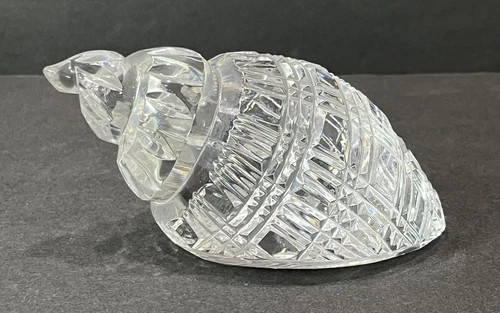 Vintage 1992 Waterford Crystal 5" Conch Shell Paperweight Signed by M. Havel