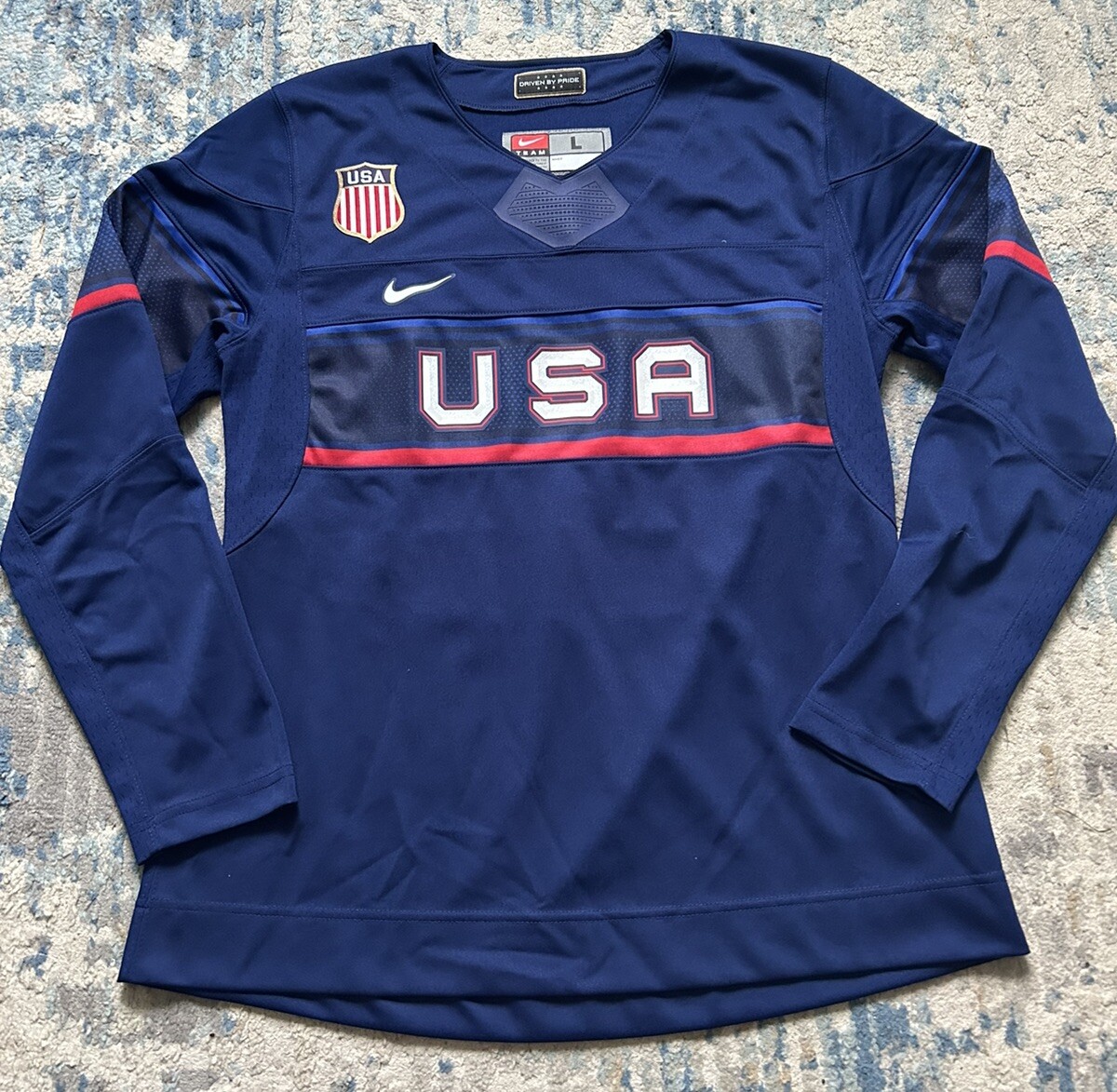 Nike Team USA Authentic Olympic Hockey Fan Jersey Women's Large P34763 Blue  NWT