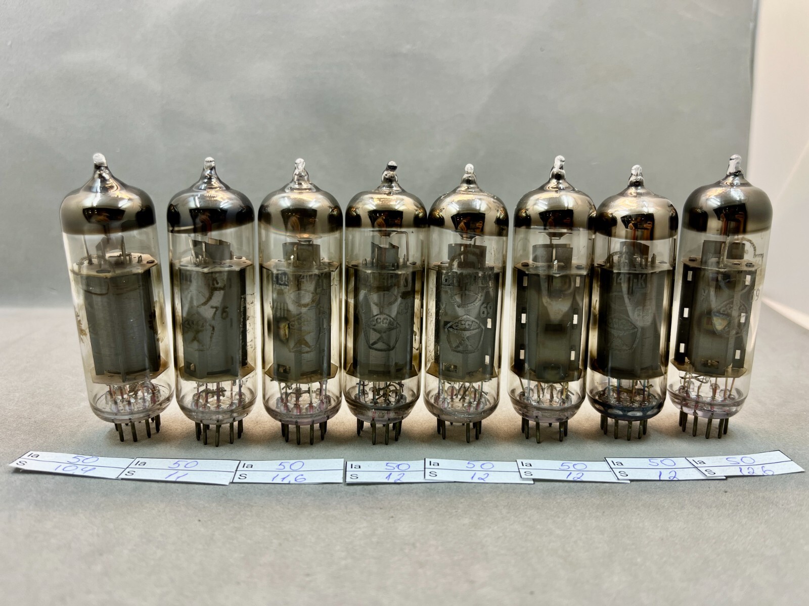 8 PCS 6P14P-K 6П14П-К (EL84 / 6BQ5) USED REFLECTOR MATCHED QUAD TESTED ...
