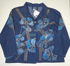 Vintage Indigo Moon Women’s Floral Embroidered Jacket Size 3xl Bnwt