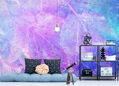 3D Purple Leaves E1302 Wallpaper Mural Paper Wall Print Indoor Murals CA Honey