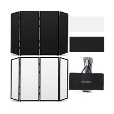 DJ Facade Booth, DJ Stand Portable Event Cover Screen with Foldable 4 Detacha...