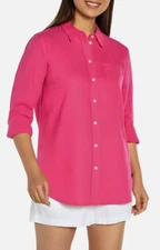 Gap Women's Linen Button Down Top, Small, Beetroot Purple, Free Shipping!!!