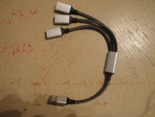 10" Male 2.0 USB to 3x Female USB Cable Y Splitter Data & Charging Braided #E198
