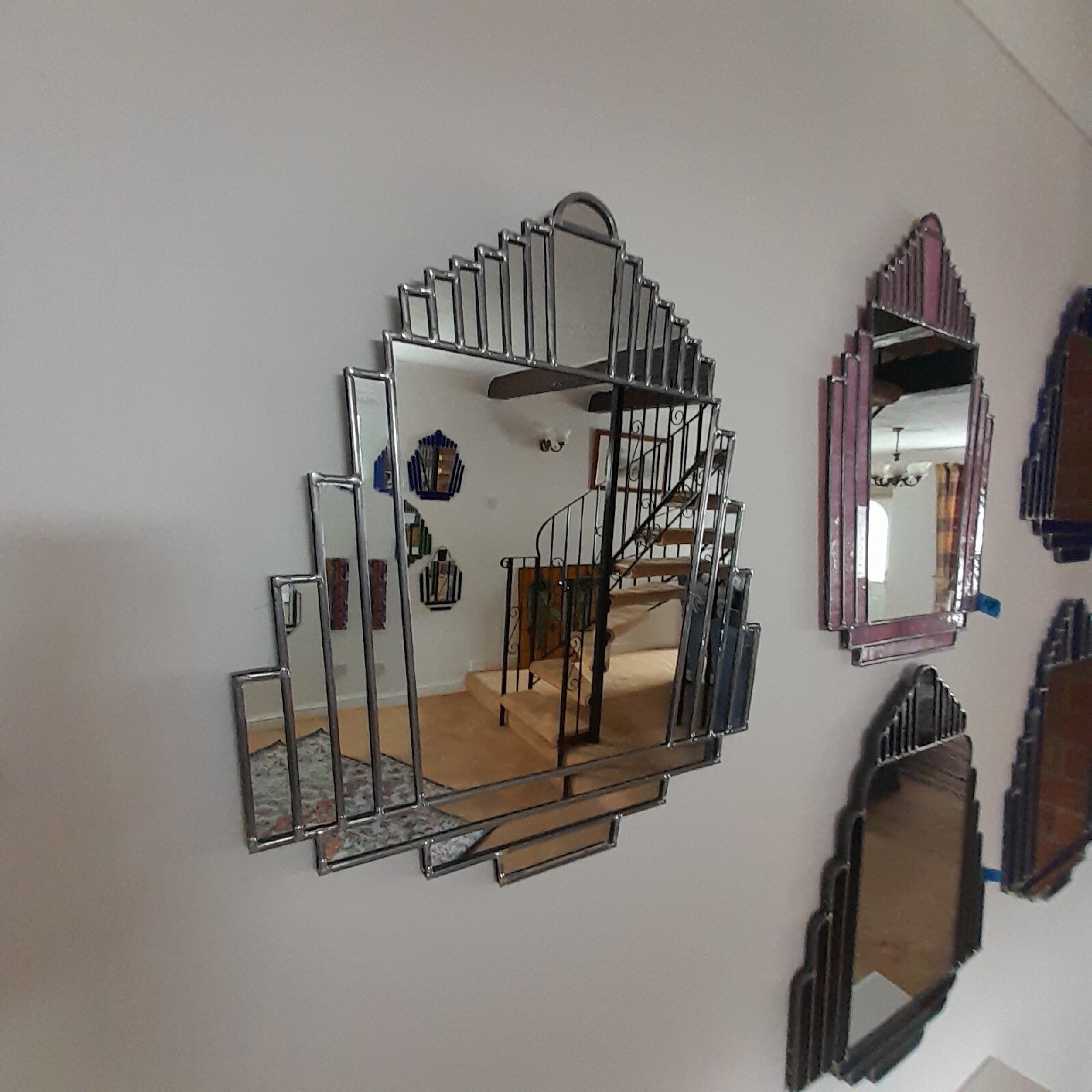 Stunning Art Deco Style Glass Mirror eBay