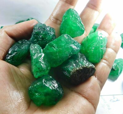 DYED Translucent Green Colombian 1000 CT. Natural Emerald Rough Loose  Gemst R