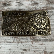 New 1987 Kansas State Parks Belt Buckle Solid Brass  0782 / 1000 Vintage