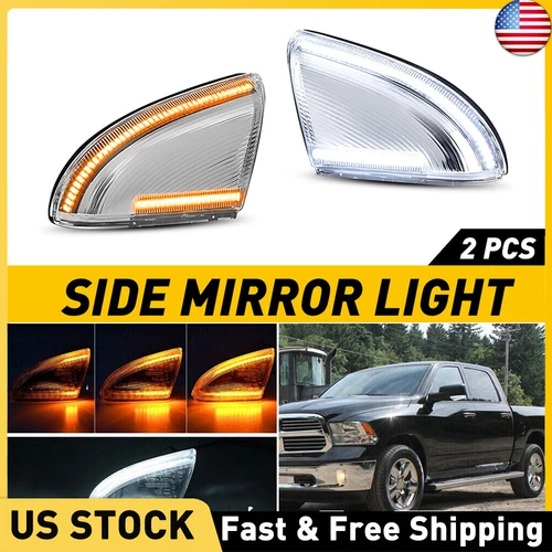 2X Sequential LED Mirror Turn Signal Puddle Lights for 09-18 Dodge RAM 1500 2500
