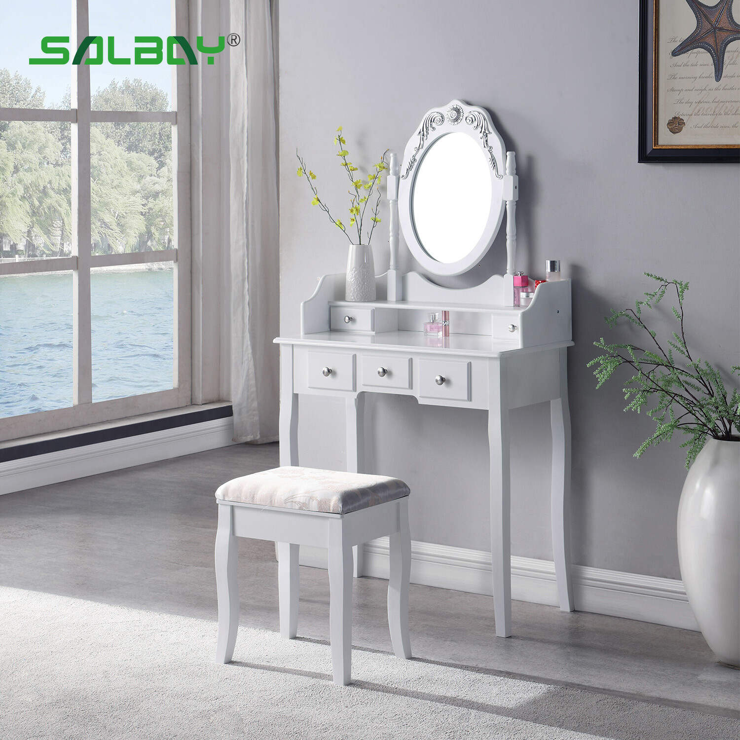 childrens white wooden dressing table