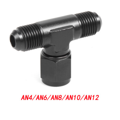 Black 3-Way Tee T-Piece Fitting Adapter AN4 AN6 AN8 AN10 AN12 Female to AN Male