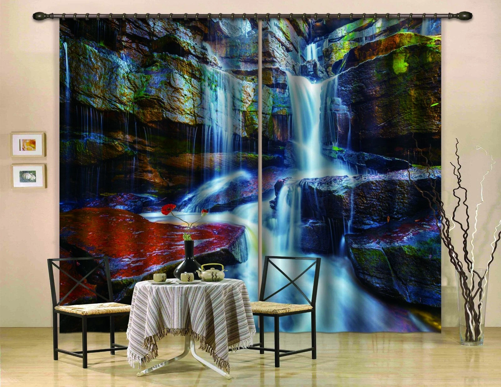 3D Waterfall Stone ZHUB613 Photo Curtain Window Blockout Fabric Amy 2023