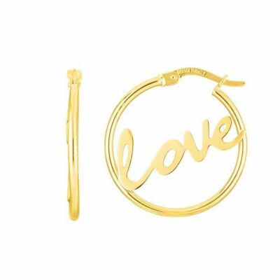 1 Zoll Love Creolen echt 14K Gelbgold 1,9 g