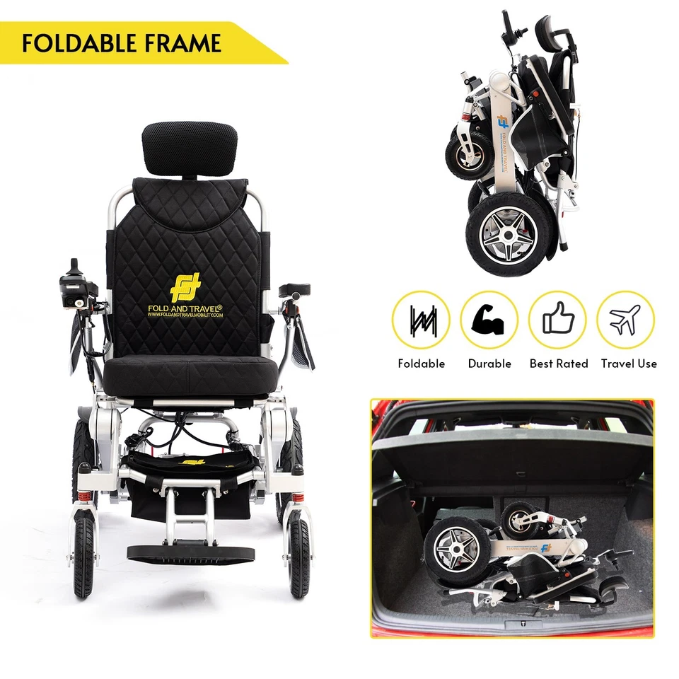 Fold and Travel Manual Recline Wheelchair-Power Wheel chair with Remote Control - Image 4 of 4