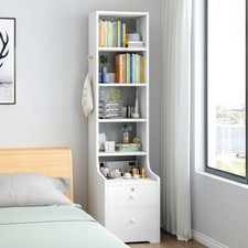 5 Tiers Tall Tallboy Bedside Table Cabinet Corner Side Storage Shelf Rack Drawer