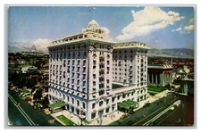 Salt Lake City, UT Utah, Hotel Utah Birds Eye View, Unposted Chrome Postcard 