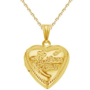 Authentic 18K Gold Plated Photo Small Heart Locket "I Love You" Pendant
