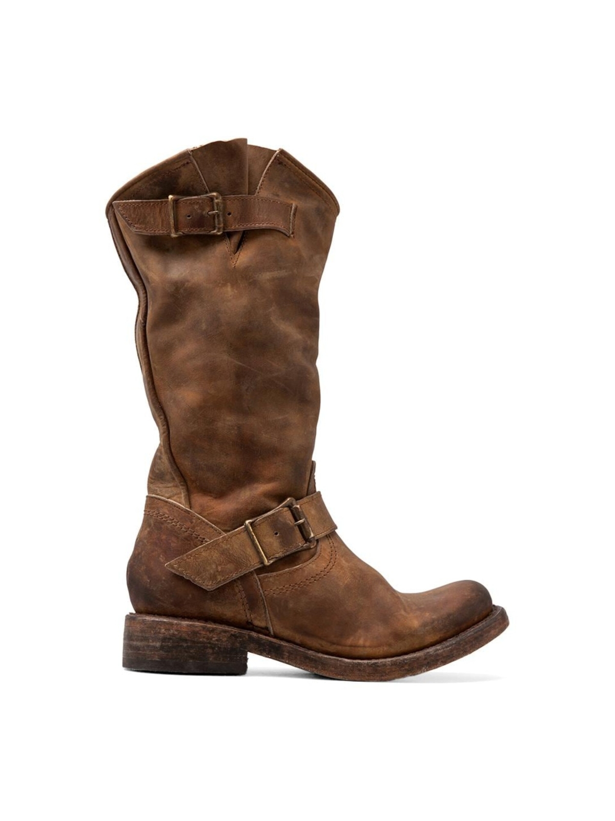 Женские коричневые кожаные ботинки без шнуровки STEVEN Crosby с круглым носком и блокировкой 11 м