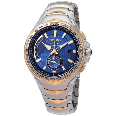 Seiko Men's Coutura Radio Sync Solar Watch in Two-Tone Silver & Gold #SSG020 29665189974 | eBay