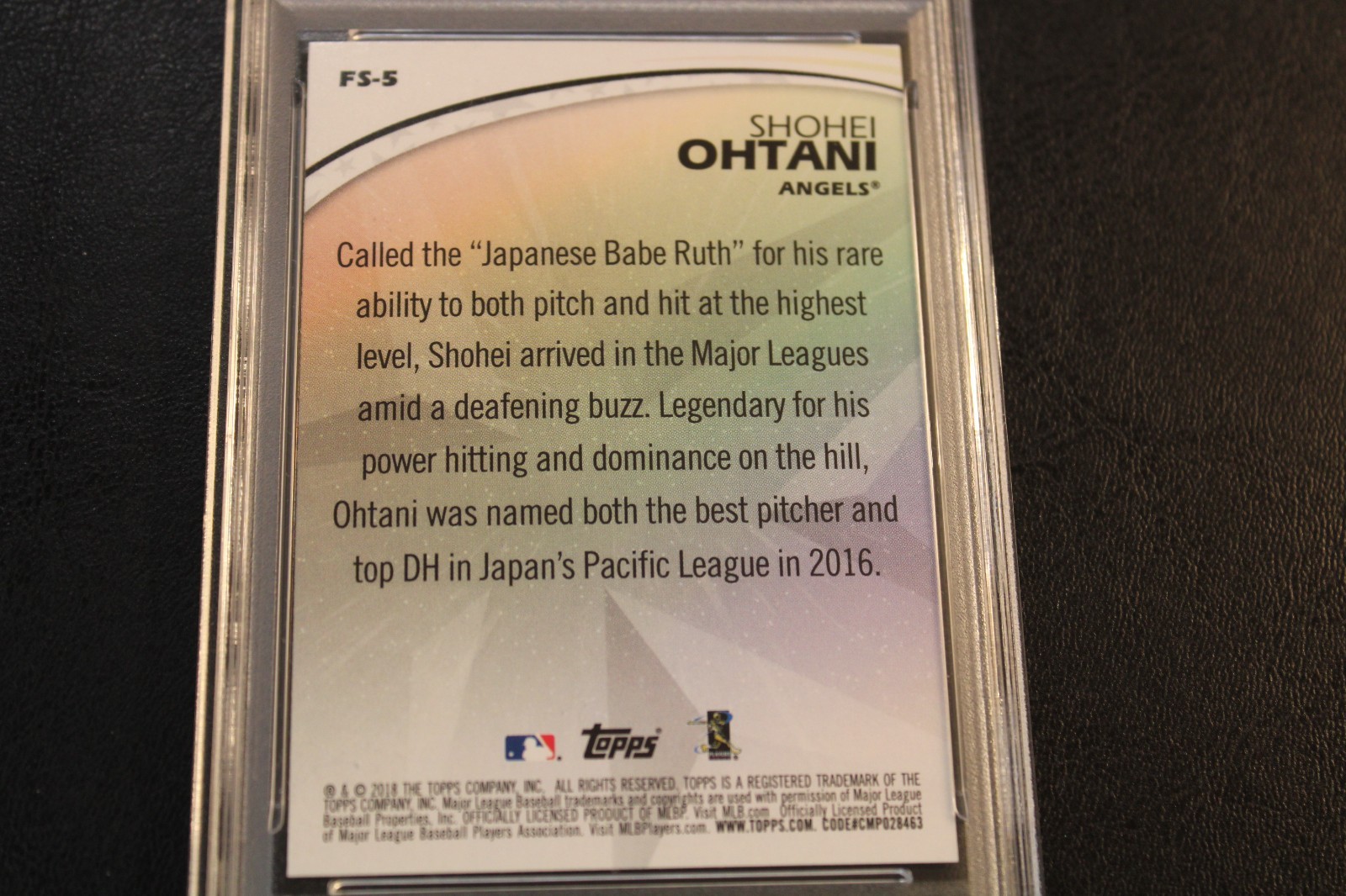 2018 Topps - Rookie - Future Stars - Shohei Ohtani -Card # FS-5 -PSA GEM MINT 10 view 4