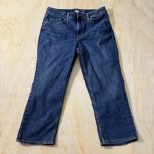 Lee Regular Fit Women 8M Mid Rise Capri Womens Jeans Blue Stretch Dark Wash