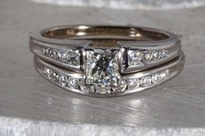 Princess Cut Diamond Engagement Ring Set 14K White Gold .58 CTW Size 5.75