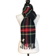 Abercrombie & Fitch Oversized Fall Winter Plaid Cozy Scarf OS Red Black Preppy