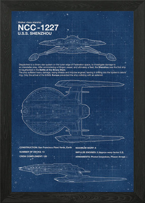 NCC1277 Shenzhou Blueprint Framed Wall Art Poster Canvas Print Picture