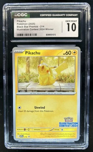 2025 Pokemon  Black Star Promos Pikachu Illustration 2024 Winner #214 CGC 10