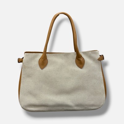 Reformation Women's Beige Oversize Patrizia Canvas & Leather Bag