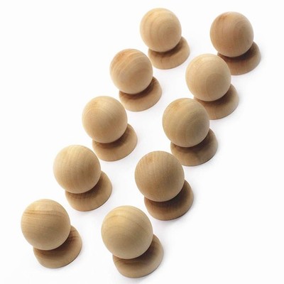 10PCS Ball with Base Shape Unfinished Wood Drawer Knobs Pulls Handles