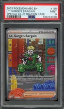Pokemon TCG Mega Evolution #185 Lt. Surge's Bargain SIR PSA 9 MINT