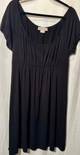 MICHAEL Michael Kors Black Knit Fit & Flare Dress Scoop Neck Short Sleeve L/G