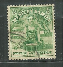 SAMOA 166 USED SAMOAN GIRL AND KAVA BOWL #3