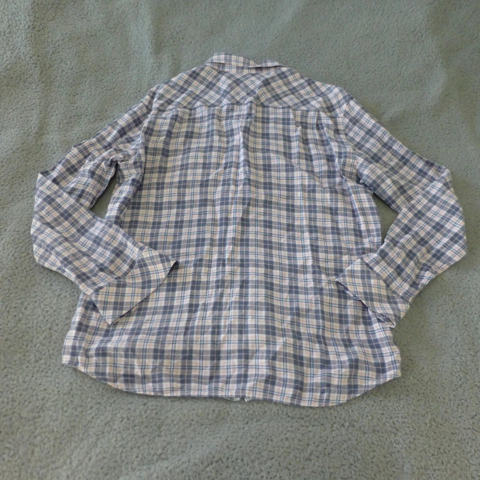 Rails Shirt Mens Large Button Up Linen Blend Long Sleeve Plaid Gray Light Pink - Image 2 of 4