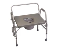 DMI Drop Arm Portable Toilet Commode, Extra-Wide Seat, 500 Lb. * Open Box