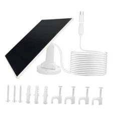 5W Solar Panel for Outdoor Cameras, 360° Adjustable Mount & 90° Rotatable 